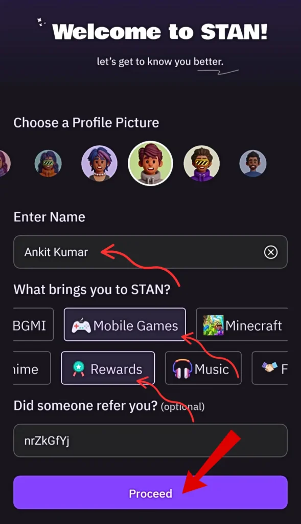stan app referral code